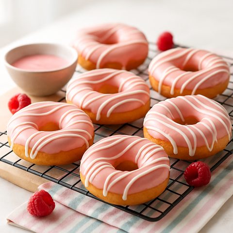 Donas con glaseado rosa