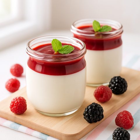 Panna cotta con frutos rojos